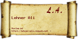 Lehner Ali névjegykártya